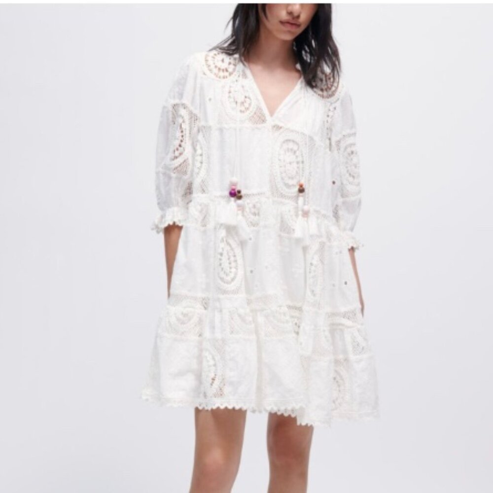Maje Voile & Crochet Dress